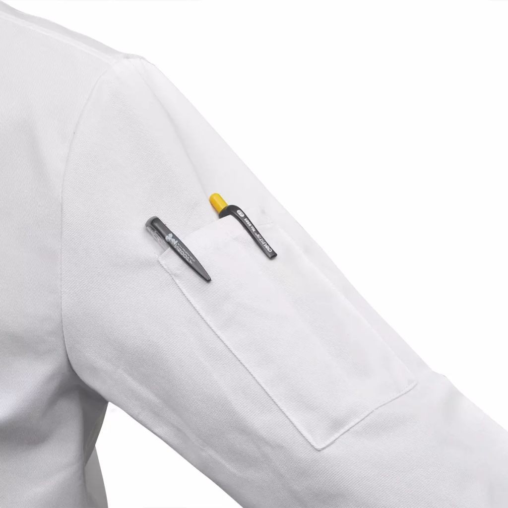 vidaXL Chef Jackets 2 pcs Long Sleeve Size M White